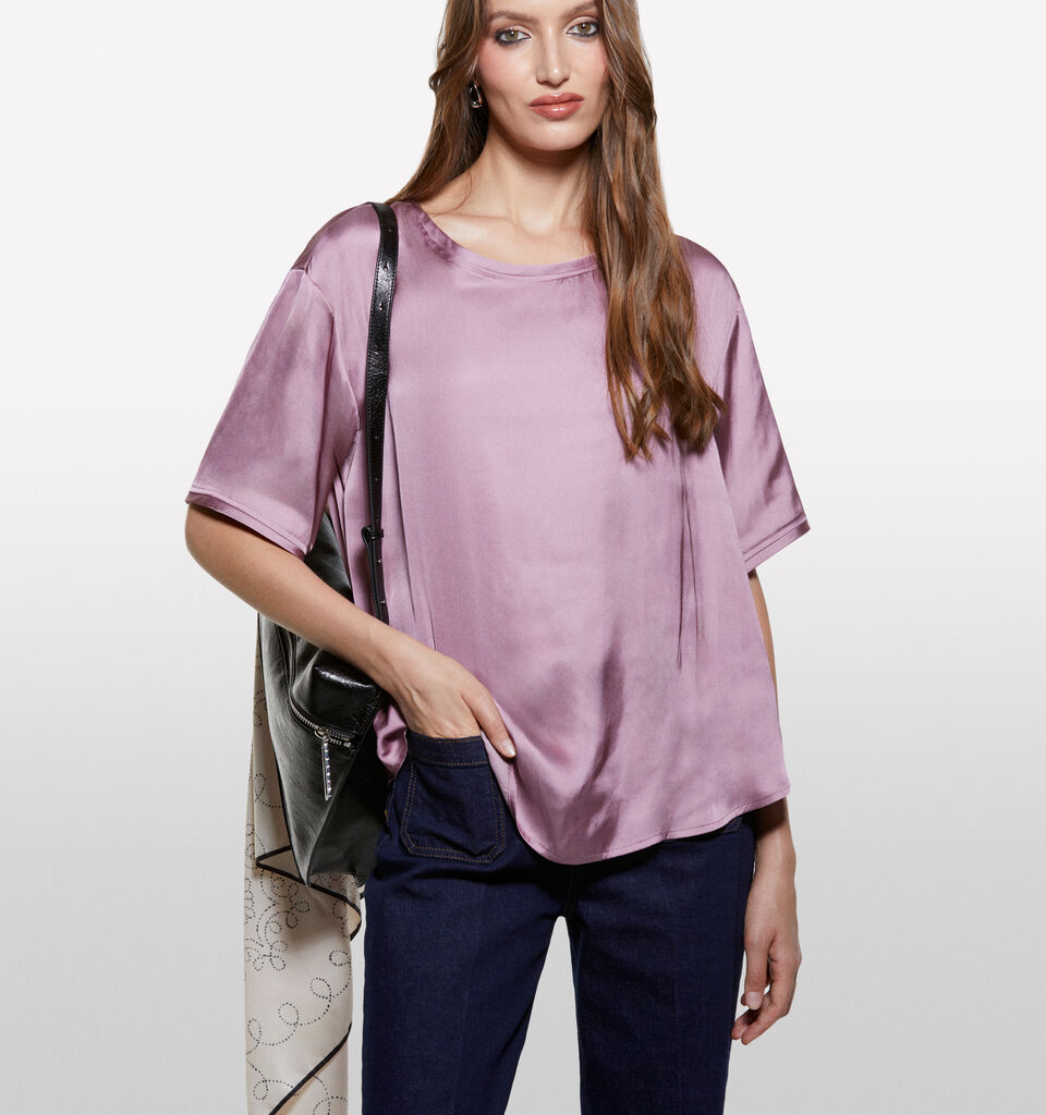 Blusa malva over fit in satin - bluse da donna - Lilla | Sisley image number 3